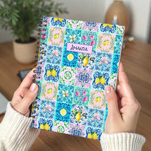 Colourful Sicilian Turquoise Azulejo Amalfi Summer Notebook