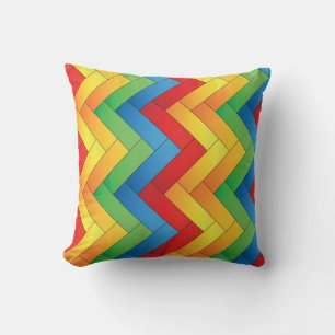 Colourful Side-By-Side Zig-Zag Stripes Cushion