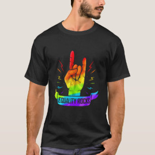 Colourful Sign Of The Horns Hand Lgbtq Equality Ro T-Shirt