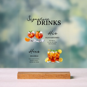 Colourful Signature Cocktails Wedding Table Sign 
