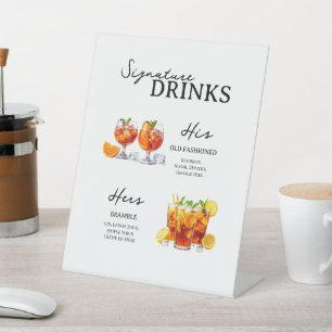 Colourful Signature Cocktails Wedding Table Sign 