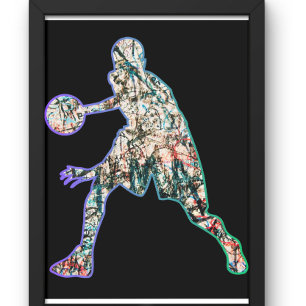 Colourful Silhouette of Basketball Player Tri-Blend Shirt