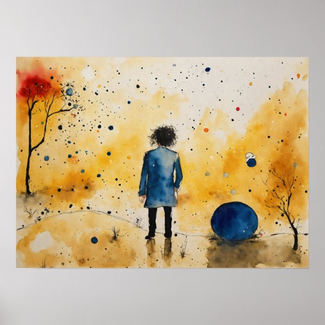 Colourful Silhouette Watercolor Wall Poster (Front)