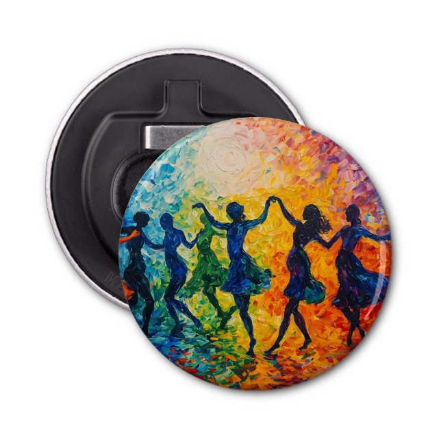 Colourful Silhouettes Dancing Bottle Opener (Front)