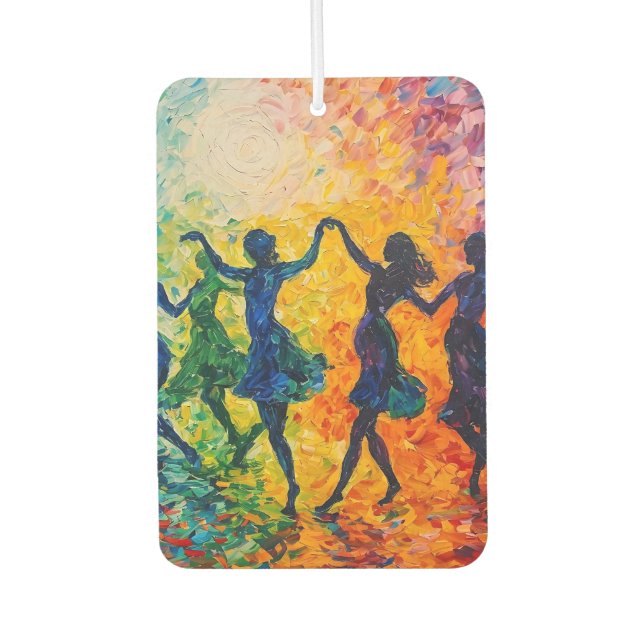 Colourful Silhouettes Dancing Car Air Freshener (Front)