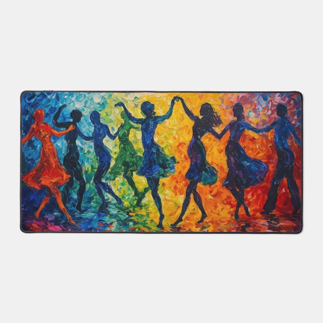 Colourful Silhouettes Dancing Desk Mat (Front)