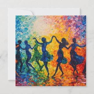 Colourful Silhouettes Dancing Invitation