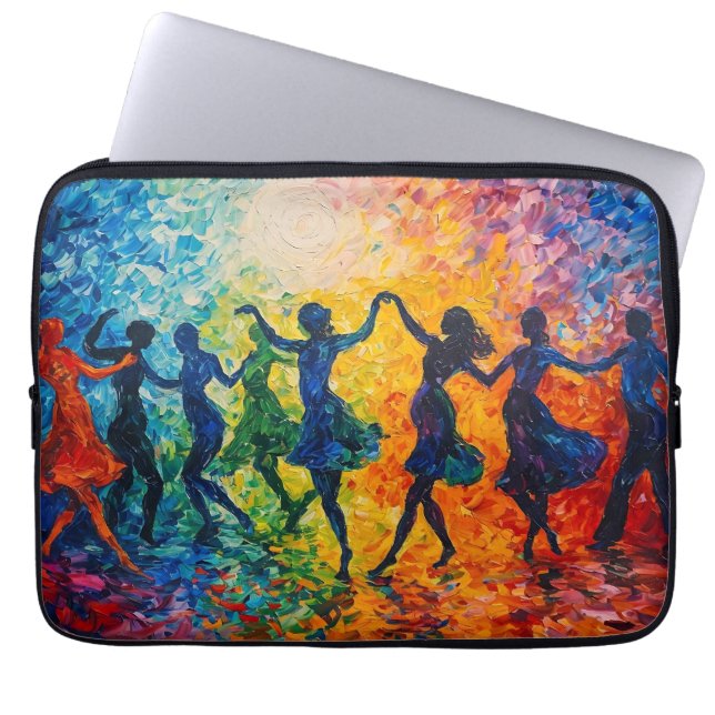 Colourful Silhouettes Dancing Laptop Sleeve (Front)