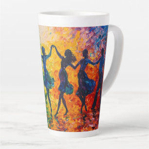 Colourful Silhouettes Dancing Latte Mug