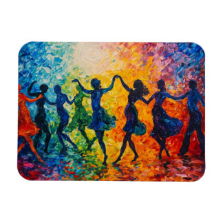 Colourful Silhouettes Dancing Magnet