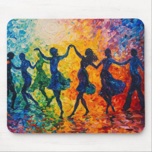Colourful Silhouettes Dancing Mouse Mat