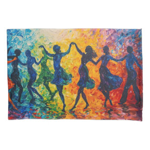 Colourful Silhouettes Dancing Pillowcase