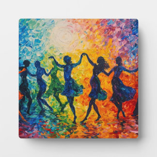 Colourful Silhouettes Dancing Plaque