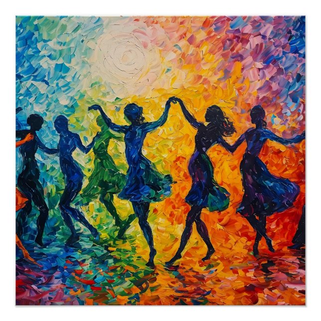 Colourful Silhouettes Dancing Poster (Front)