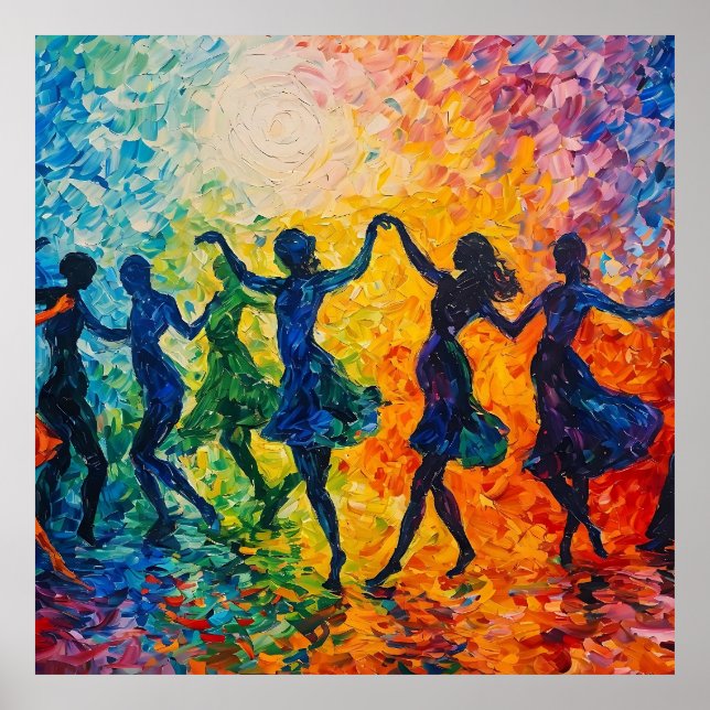 Colourful Silhouettes Dancing Poster (Front)