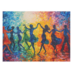 Colourful Silhouettes Dancing Tablecloth
