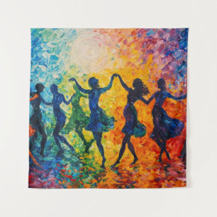Colourful Silhouettes Dancing Tapestry