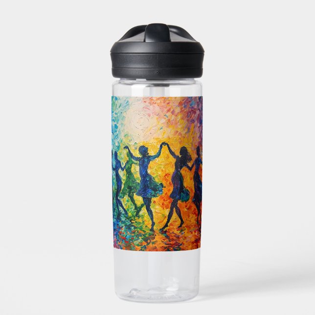 Colourful Silhouettes Dancing Water Bottle (Front)