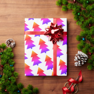 Colourful  Simple Christmas Trees Wrapping Paper