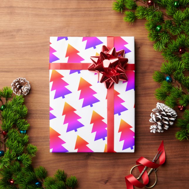 Colourful  Simple Christmas Trees Wrapping Paper (Holiday Gift)
