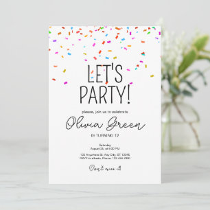 Colourful simple confetti birthday invitation