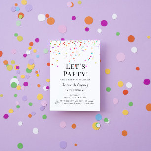 Colourful simple confetti birthday invitation