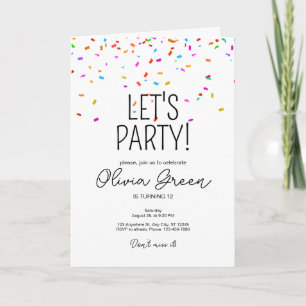 Colourful simple confetti birthday invitation