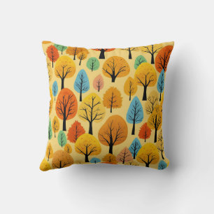 Colourful Simple Farmhouse Autumn Forest Cushion