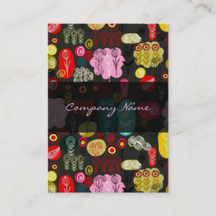 Colourful Simple Hand Drawn Retro Flowers Pattern  Business Card