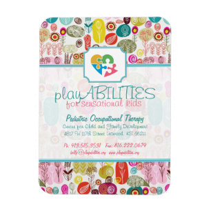 Colourful Simple Hand Drawn Retro Flowers Pattern Magnet