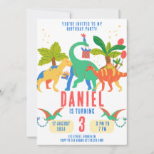 Colourful Simple Illustration Dinosaur Birthday