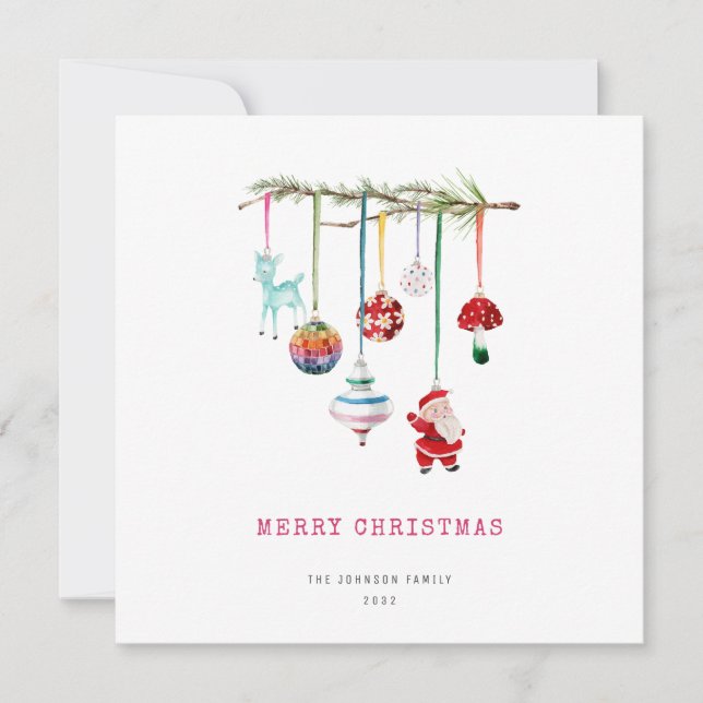 Colourful Simple Merry Christmas Holiday Card (Front)