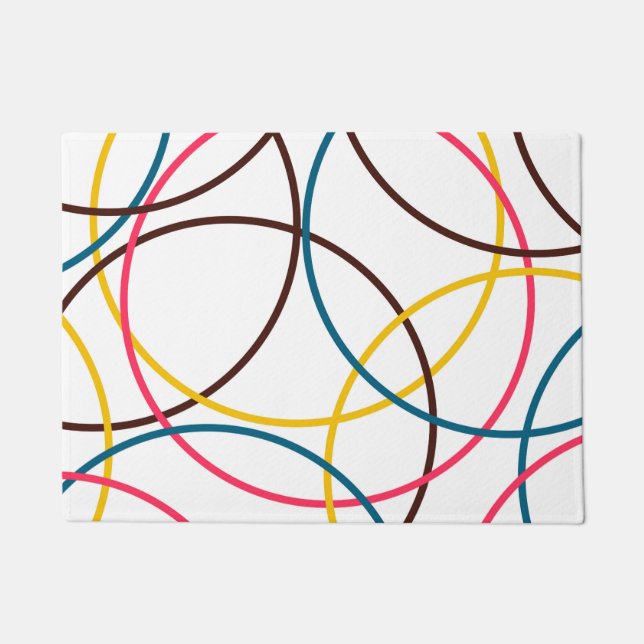 Colourful, simple modern cool, urban trendy circle doormat (Front)