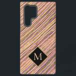 Colourful Simple Modern Monogram Stripes Gold Pink Samsung Galaxy Case<br><div class="desc">This modern,  colourful,  abstract,  elegant design features hand-drawn stripes in pink,  yellow gold and black colours with personalised Monogram.</div>