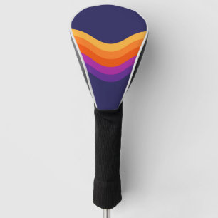 Colourful simple retro style waves design golf head cover
