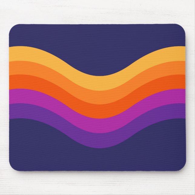 Colourful simple retro style waves design  mouse mat (Front)