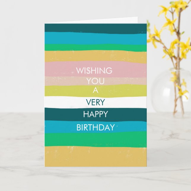 Colourful Simple Stripes HAPPY BIRTHDAY CUSTOM Car Card (Yellow Flower)