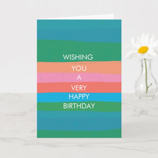 Colourful Simple Stripes HAPPY BIRTHDAY CUSTOM Car Card (Small Plant)
