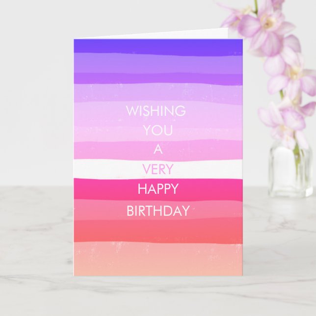 Colourful Simple Stripes HAPPY BIRTHDAY CUSTOM Card (Orchid)