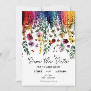 Colourful Simple Wildflowers Save The Date