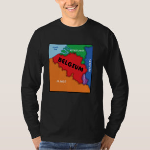 Colourful simplified Belgium map, neighbouring cou T-Shirt