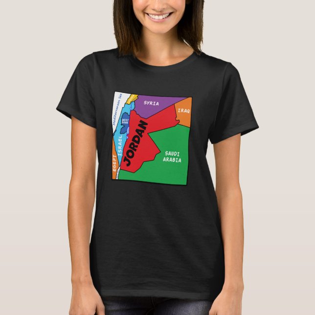 Colourful simplified Jordan map, neighbouring coun T-Shirt (Front)
