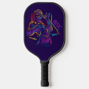Colourful Simulated Neon Jazz Music Sign Pickleball Paddle