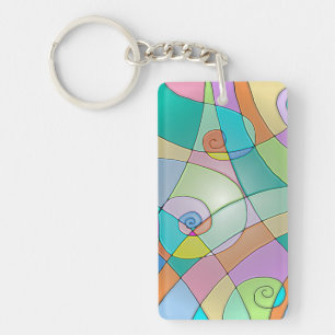 Colourful Simulated Stained Glass in Pastels Key Ring