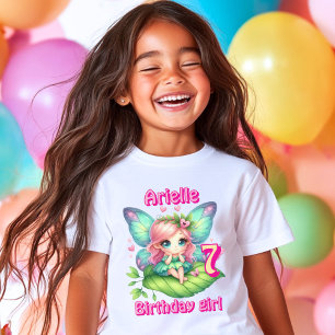 Colourful sitting fairy butterfly birthday  T-Shirt
