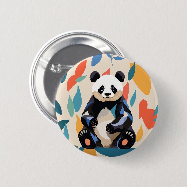 Colourful Sitting Panda Bear Matisse Inspired 6 Cm Round Badge (Front & Back)