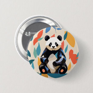 Colourful Sitting Panda Bear Matisse Inspired 6 Cm Round Badge