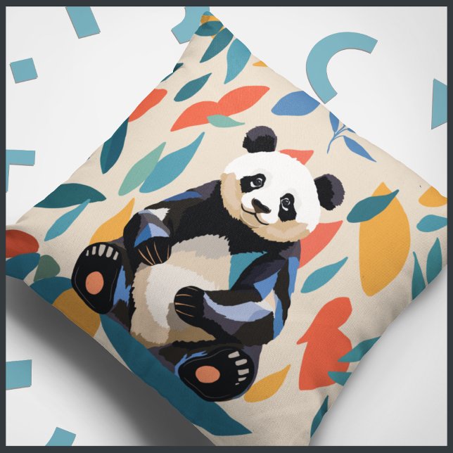 Colourful Sitting Panda Bear Matisse Inspired Cushion (Creator Uploaded)