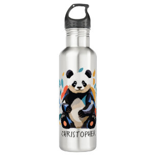 Colourful Sitting Panda Bear Matisse Inspired Name 710 Ml Water Bottle