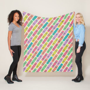 Colourful Skateboard Pattern Fleece Blanket